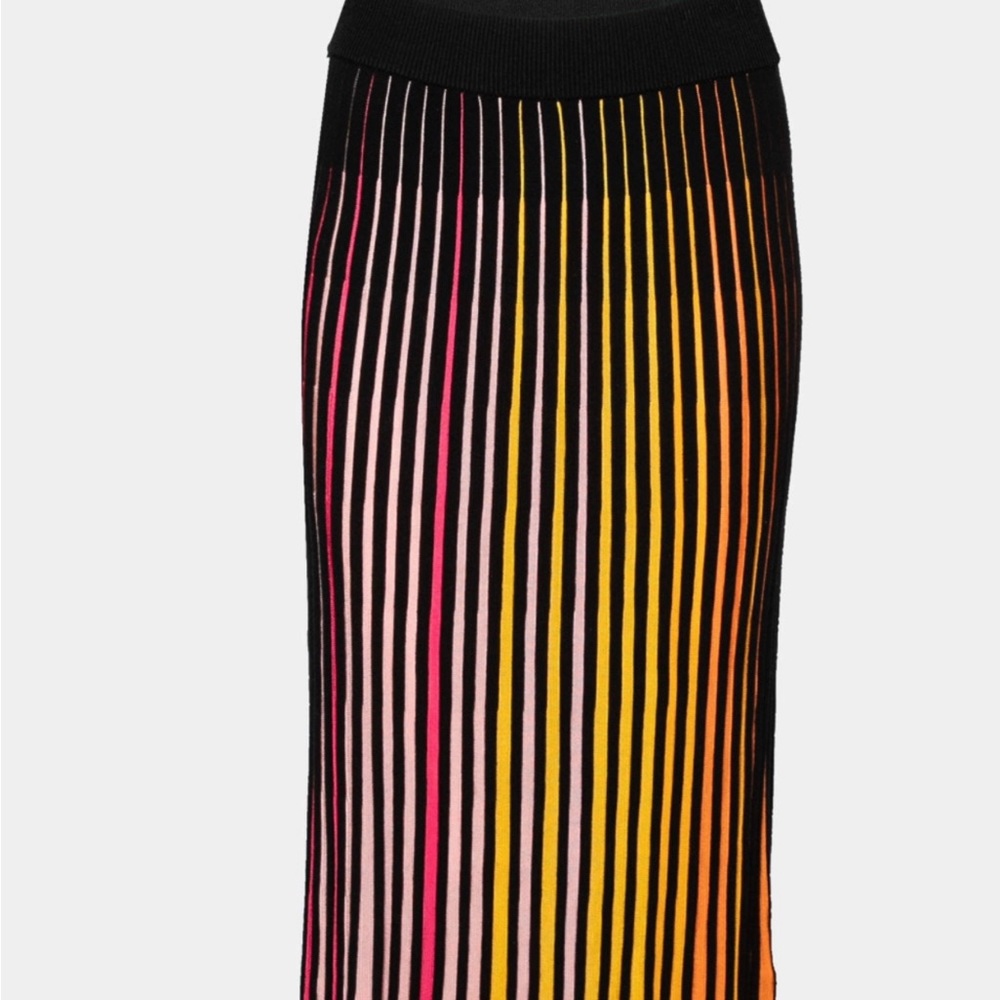 Kenzo Black Knitted Rainbow Pleated Skirt